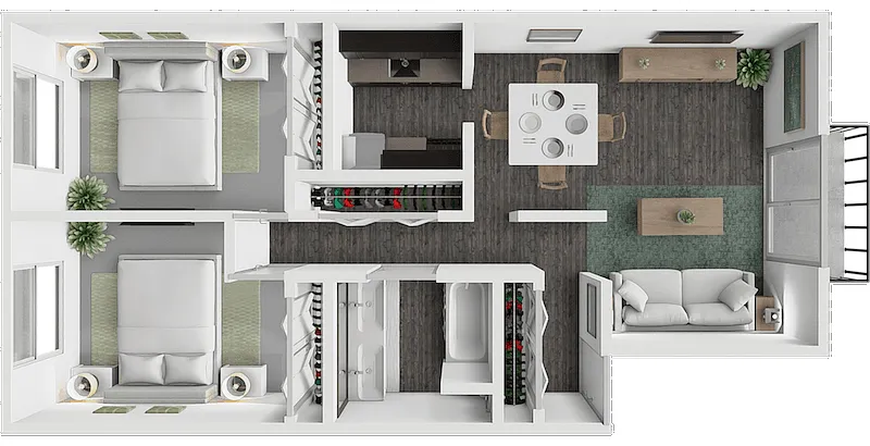 Floor plan 2 Bedroom 1 Bath