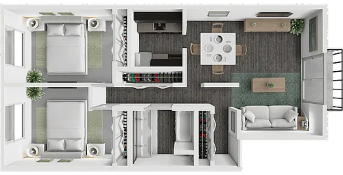 Floor plan 2 Bedroom 1 Bath