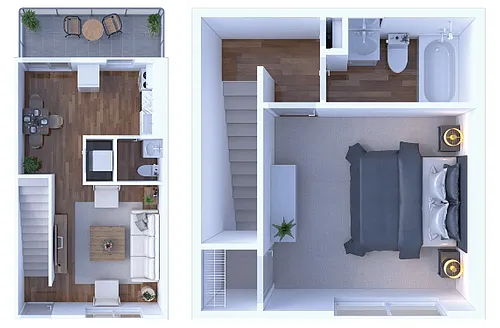 Floor plan 1BD - 1.5 BTH
