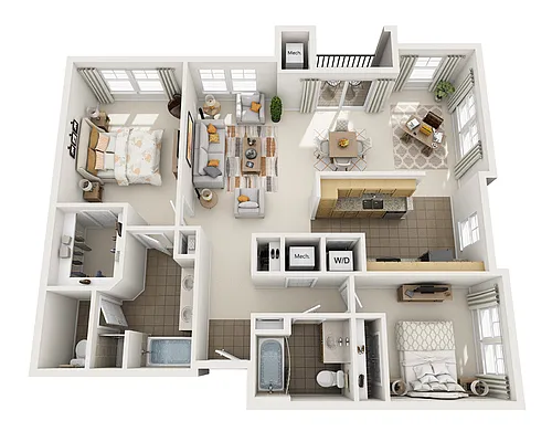 Floor plan Two Bedroom B2I