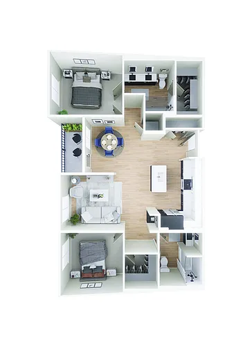 Floor plan 2BD, 2BTH B6