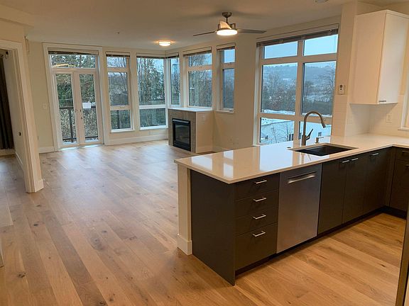 Newly renovated open kitchen and spacious living / dining room. Gas fireplace.