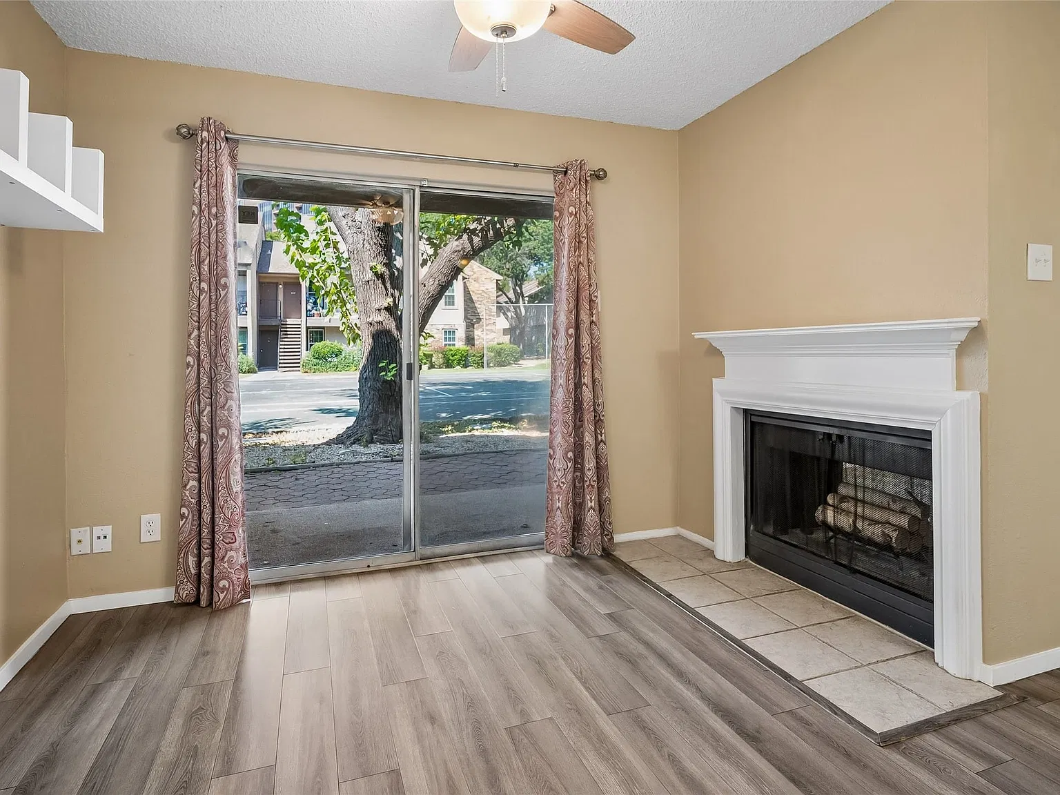 Office or den area with fireplace