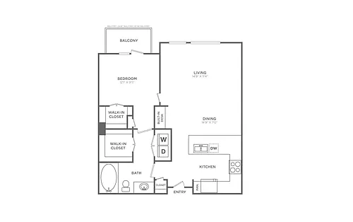 Floor plan 1 Bed/1 Bath - A14