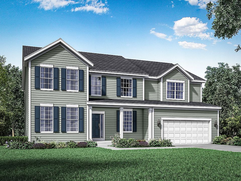 Colonial exterior elevation rendering Jensen II by William Ryan Homes
