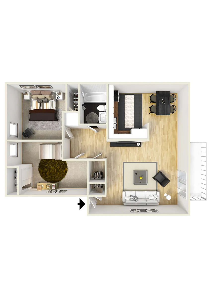 Floor plan 2-Bedroom Furnished