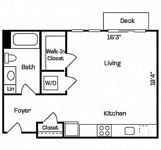 Floor plan 0BD, 1BTH A