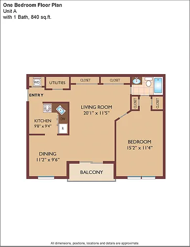 Floor plan $3.08/sq.ft. - One Bedroom