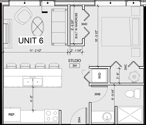 Floor plan Studio, 1 Bathroom