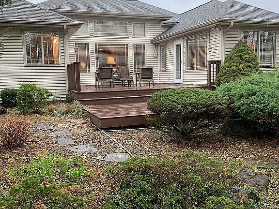 Quiet backyard deck area.