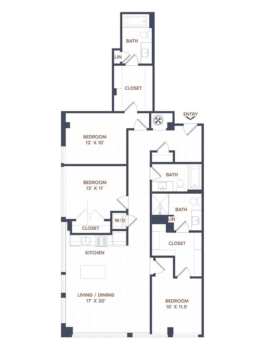 Floor plan 3 Bed/2 Bath-C02