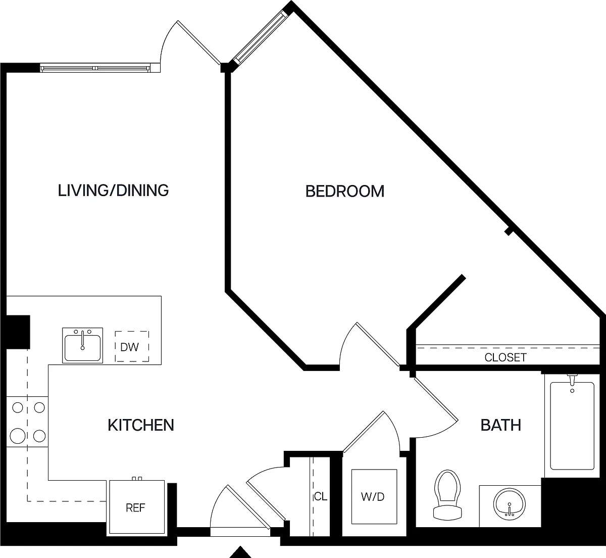 Floor plan 1 Bed/1 Bath-A4