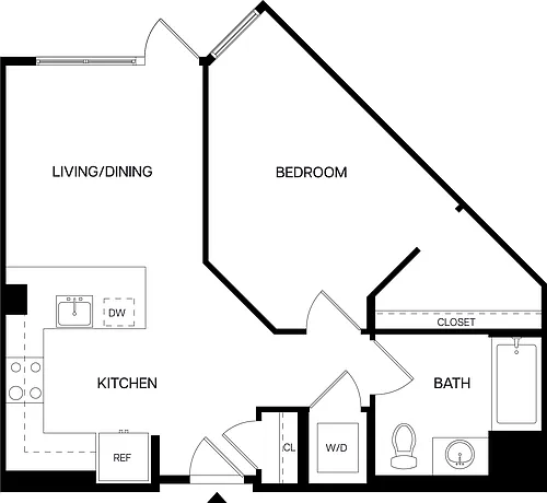 Floor plan 1 Bed/1 Bath-A4