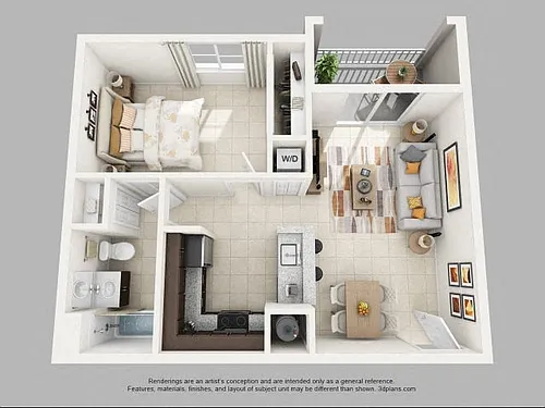 Floor plan 1 Bedroom 1 Bath