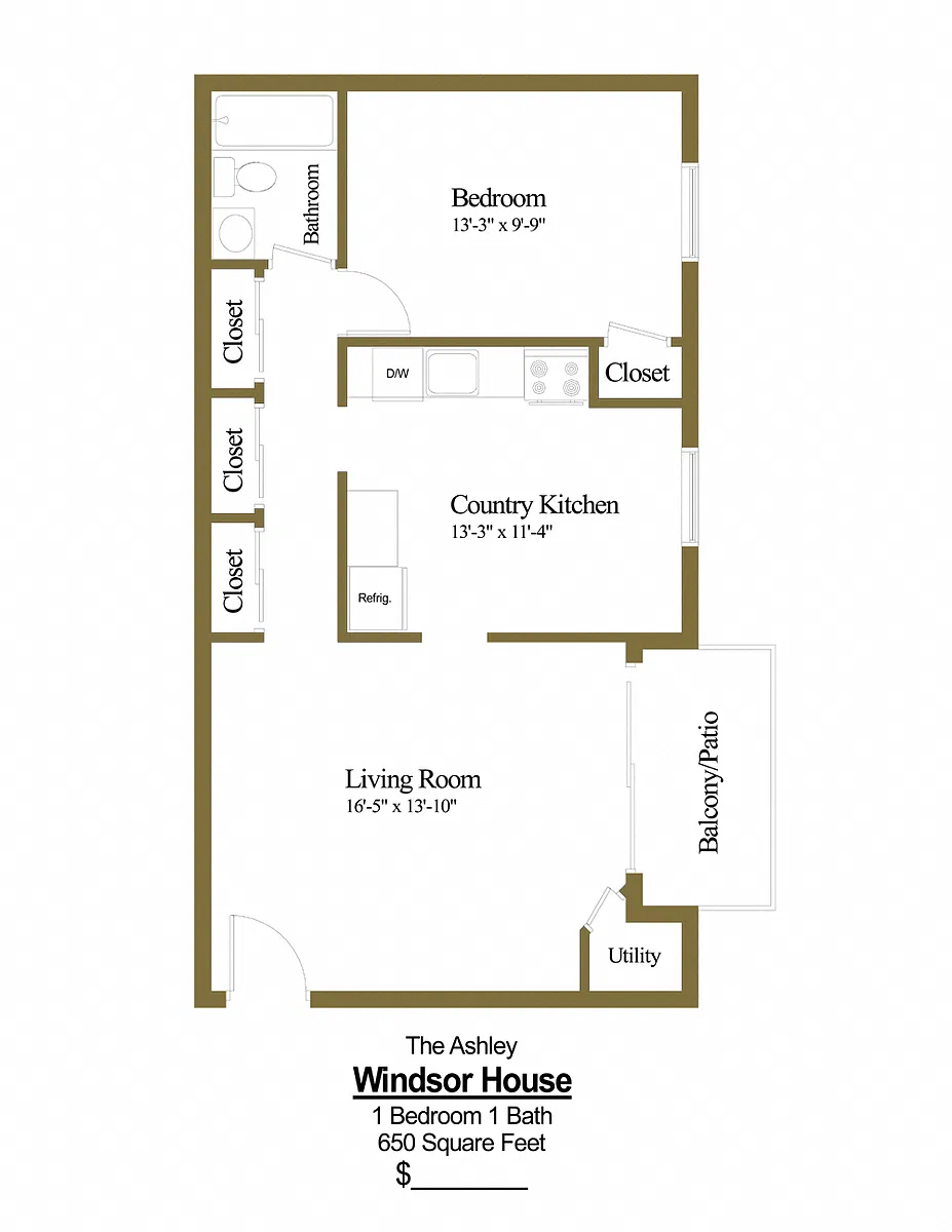 Floor plan 1 Bedroom 1 Bath