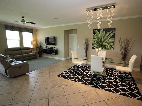 Family Room and Dining Room with brand new chandelier