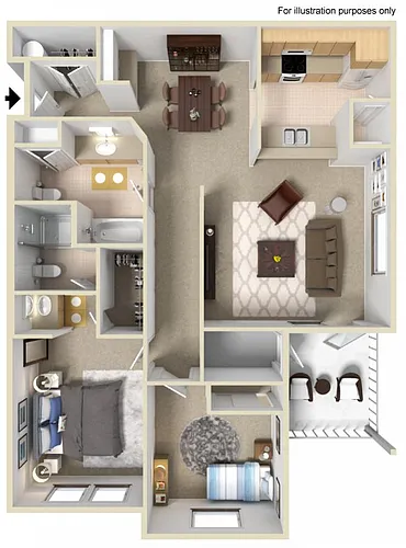 Floor plan B2: 2 Bed 2 Bath