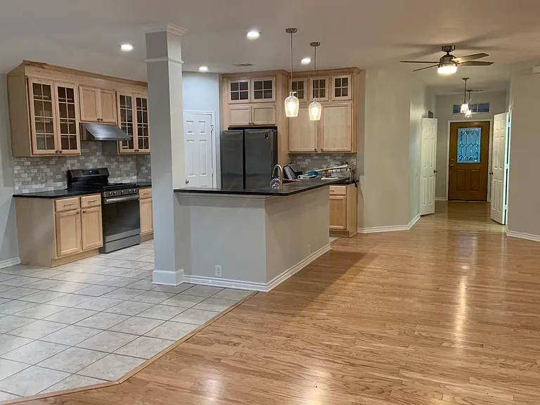 Living room and kitchen view