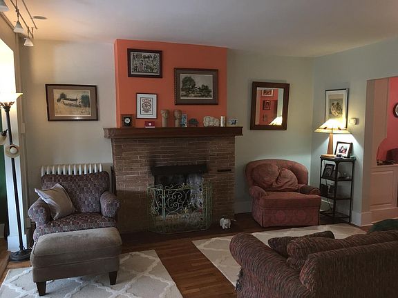 Living room with fireplace.
