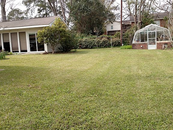 Backyard and greenhouse