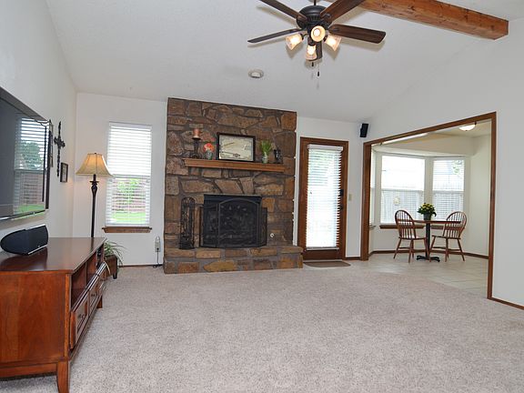 Large stone fireplace with gas logs, Vaulted and Open Living