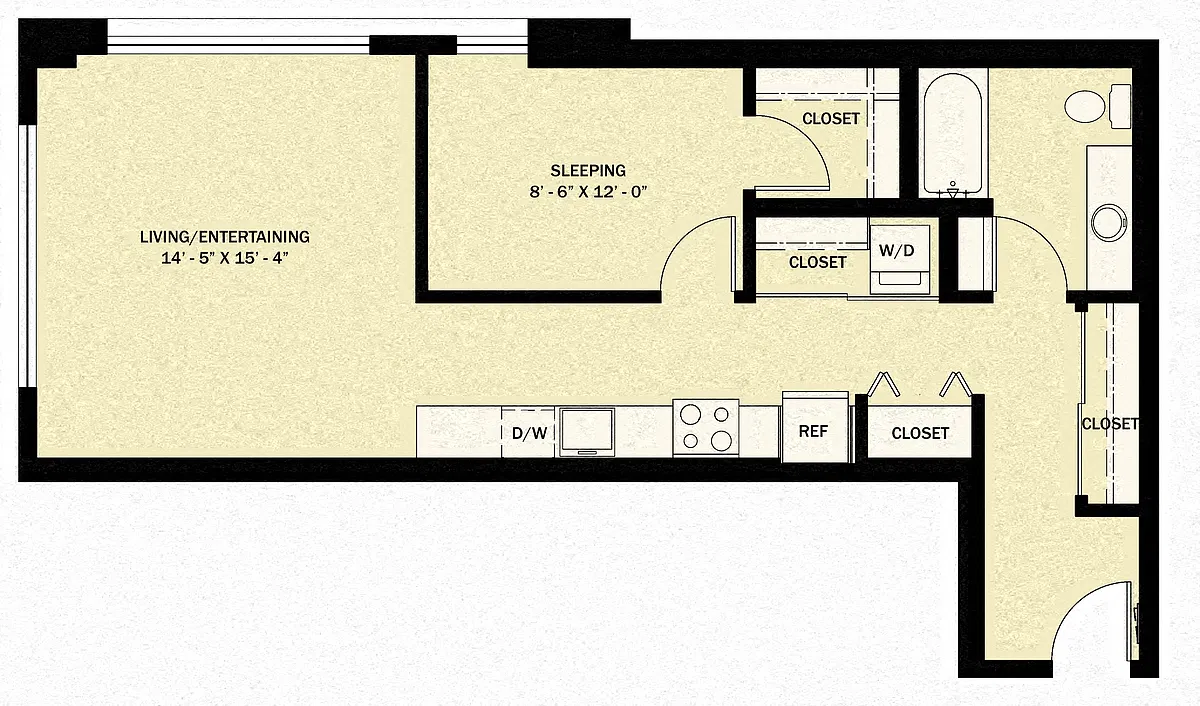 Floor plan 1 Bedroom 1 Bath B15