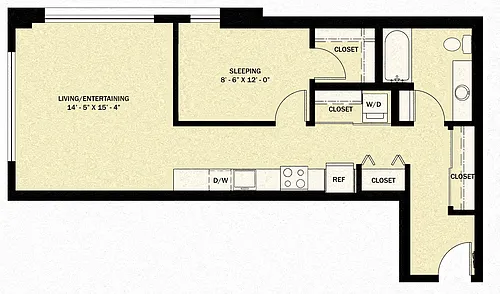 Floor plan 1 Bedroom 1 Bath B15