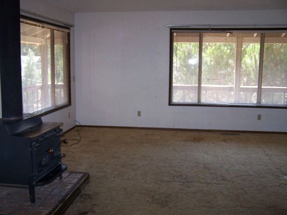 Living room with woodstove