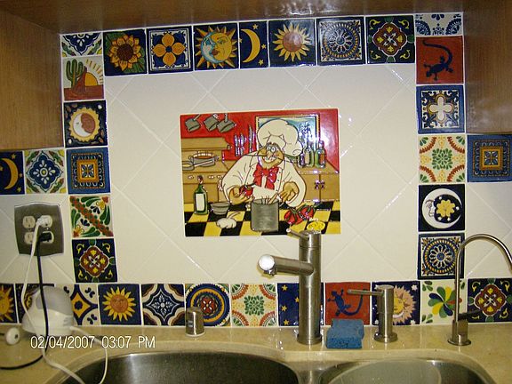 Kitchen sink and tile