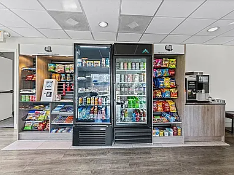 24-hour self-serve snack and coffee kiosk_grab your morning coffee or late-night snack without leaving the building