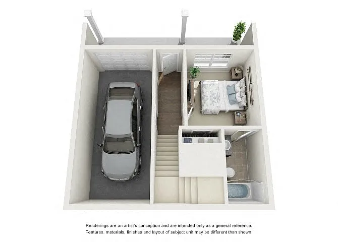 Floor plan Randall, 3.5 Bedroom Townhome, Garage