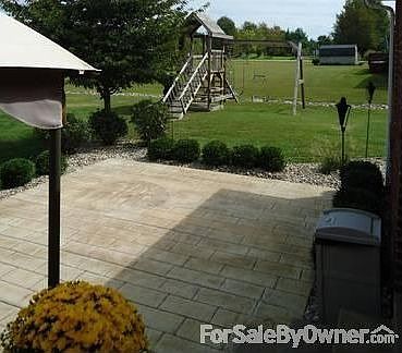 stamped concrete patio - side