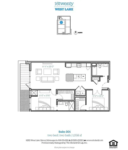 Floor plan Unit 301 - Northwest View