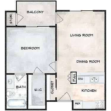 Floor plan Updated One Bedroom