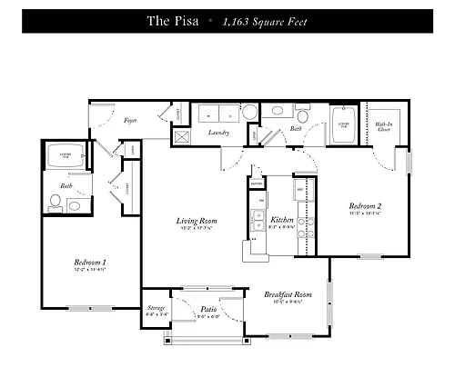 Floor plan Pisa 2BR 2BA