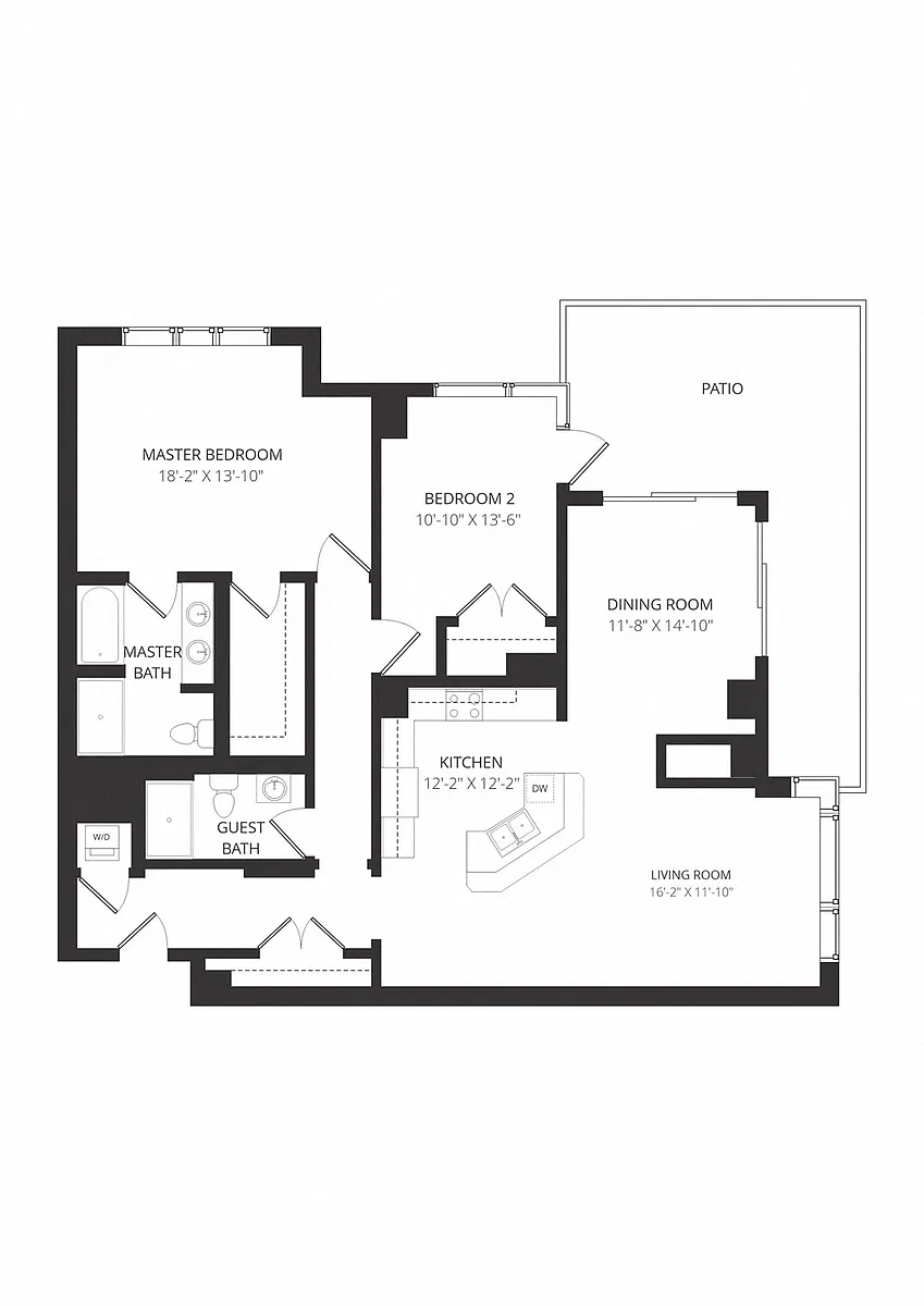 Floor plan 2 Bed 2 Bath