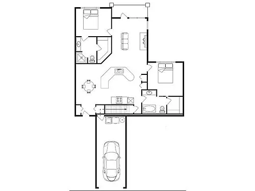 Floor plan 2 Bed, 2 Bath