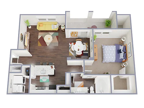 Floor plan 1 Bed, 1 Bath D (80% Income Restricted)