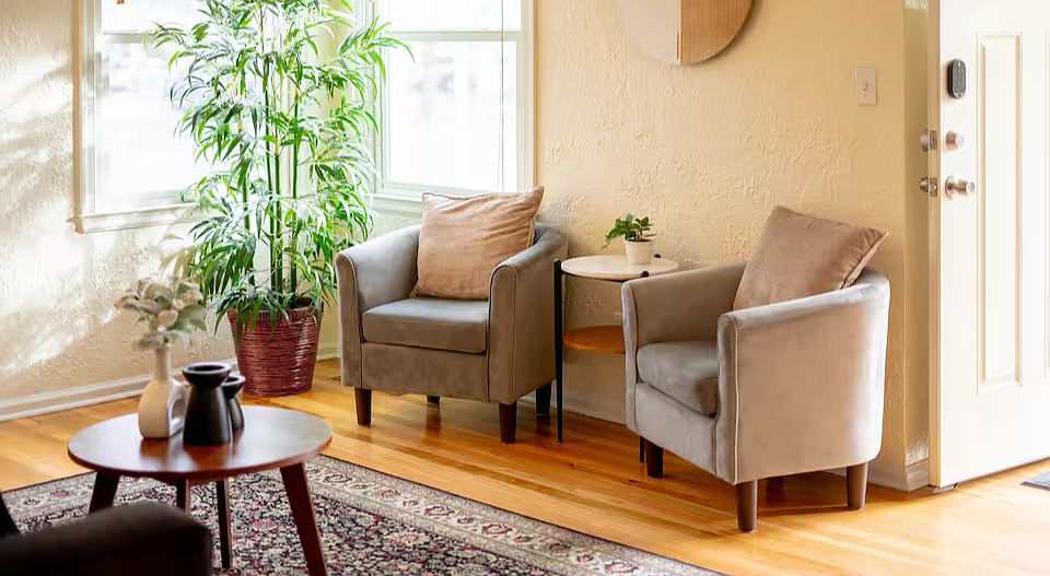 Enjoy the warm, sunny atmosphere in the living room on the main floor as you enter your new home!