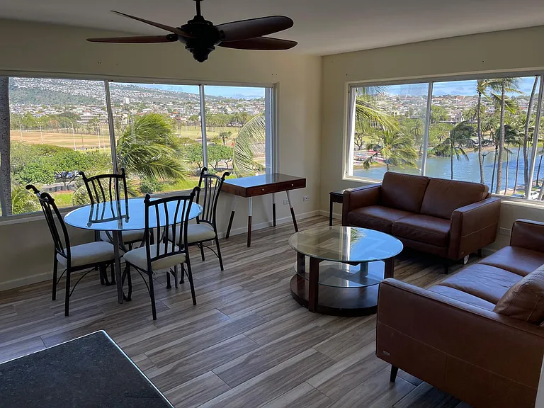 Living room 180 degree Ala Wai Views.