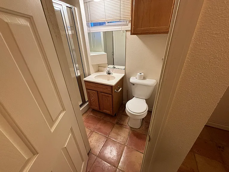 garden-level 3/4 bathroom