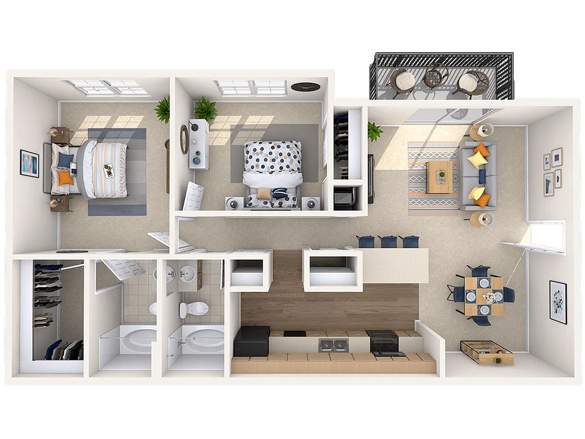 Floor plan 2 Bedroom/2 Bathroom