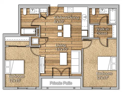 Floor plan 2x2K