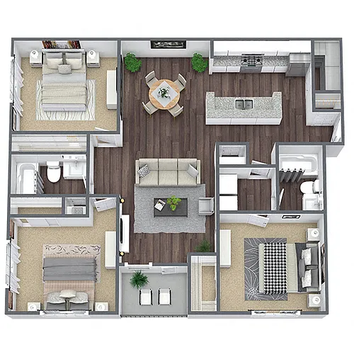 Floor plan C1: 3 Bed 2 Bath