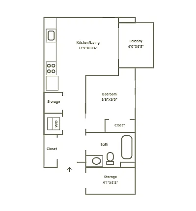 Floor plan Junior 1 Bedroom