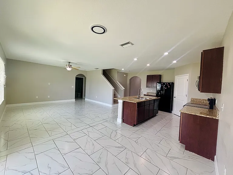 Kitchen and family room