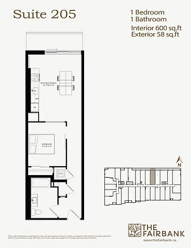 Floor plan 1 Bedroom Unit - Terrace - 205