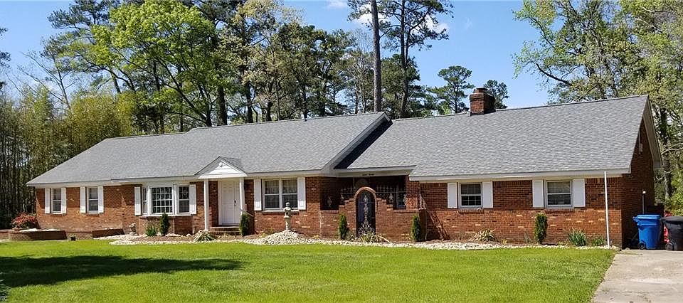 Landscaped yard. Multiple flower beds