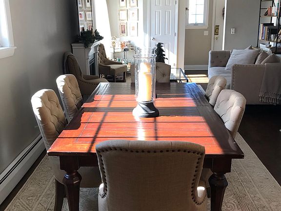 Dining area with 9 foot table.