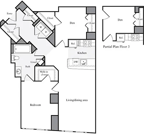 Floor plan 1 Bedroom Q